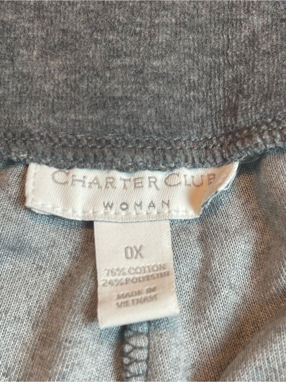 Charter Club Women Grey Velour Plush Lounge Pants Size 0X Cozy Casual NWT - Picture 6 of 10